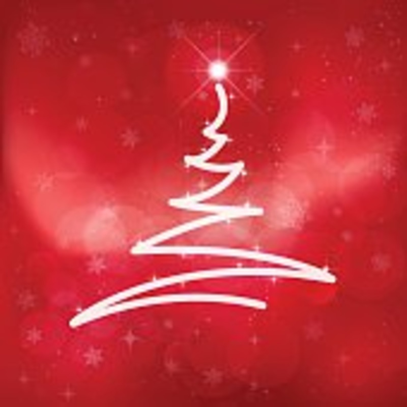 冬天和圣诞树的红色背景与星星图片下载