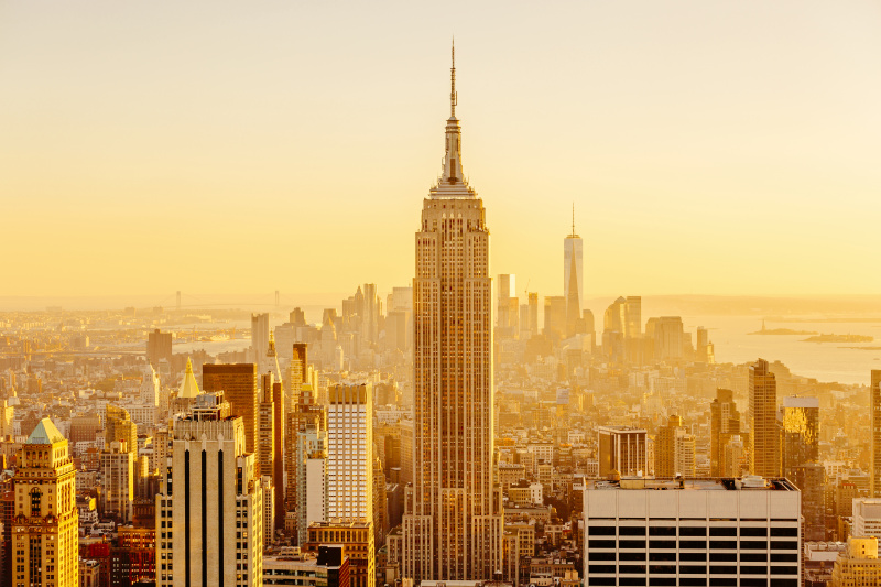 美国纽约曼哈顿的金色日落图片下载