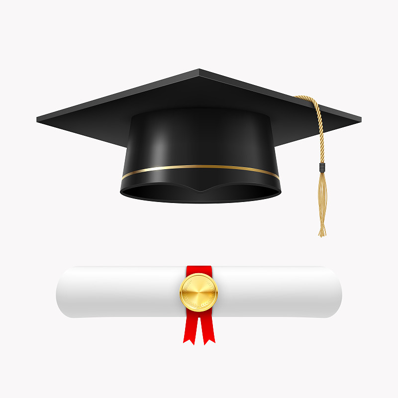 毕业帽，附有毕业证书、毕业典礼及成就图片下载