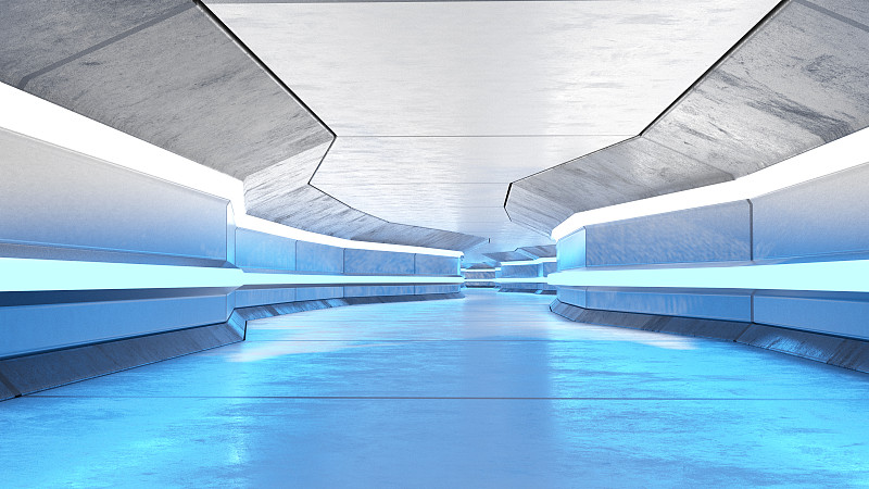 霓虹灯的未来隧道图片素材