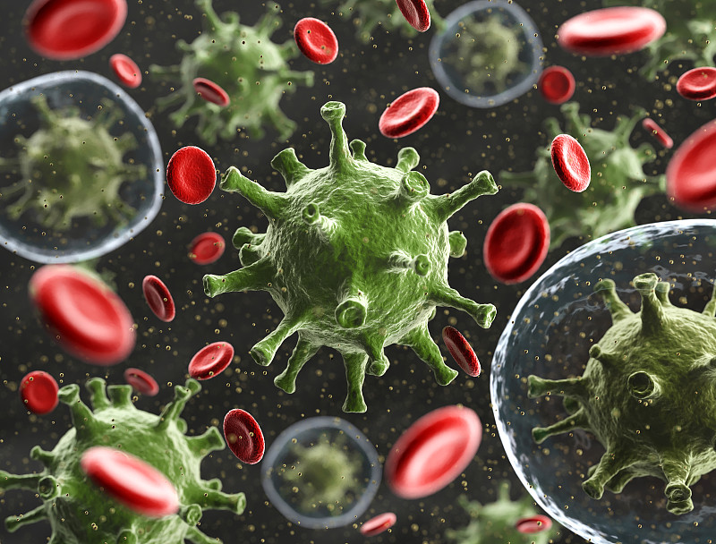 病毒细胞与红细胞混合图片下载