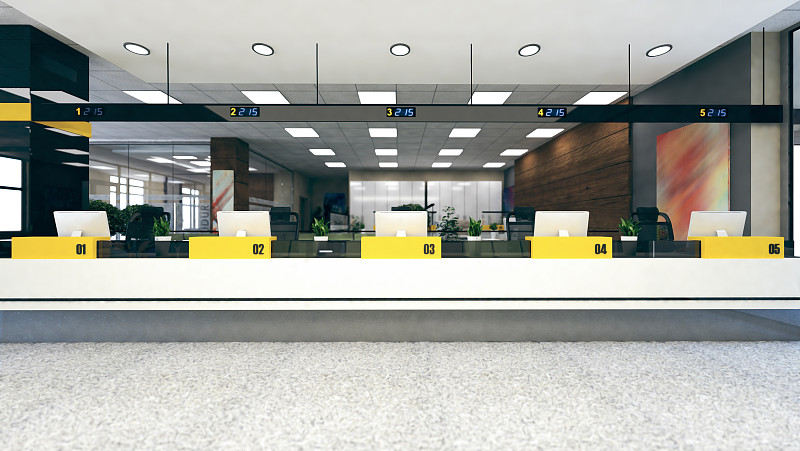 客户站大型开放式空间办公室3D效果图图片下载