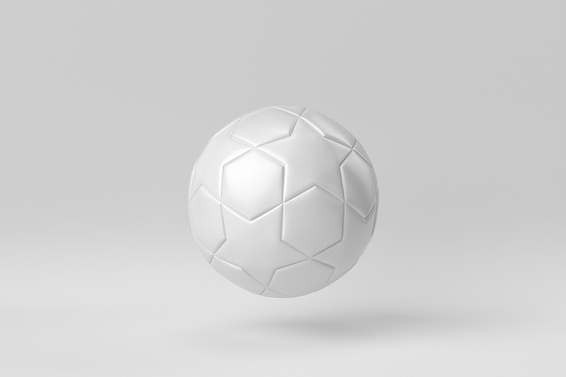 足球-在白色背景上有星星图案的足球。设计模板，模拟。3 d渲染。图片下载