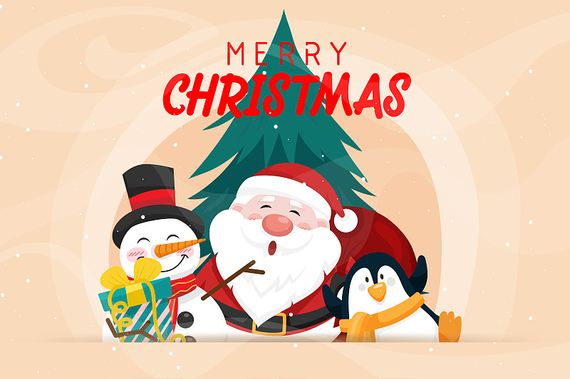圣诞老人和雪人的圣诞贺卡图片下载