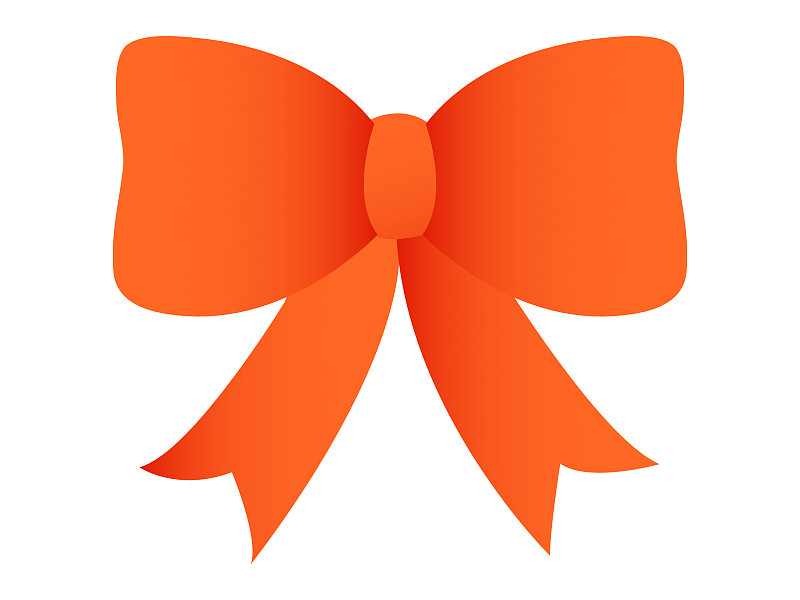 用作礼物或装饰在白色背景上的橙色蝴蝶结图片下载