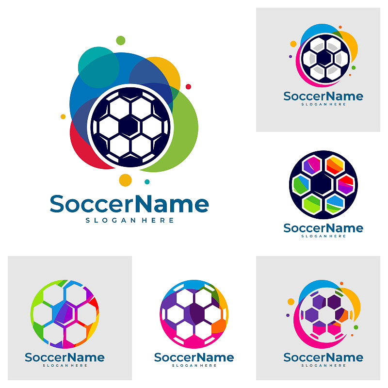 集彩色足球图标模板，足球图标设计矢量图片下载