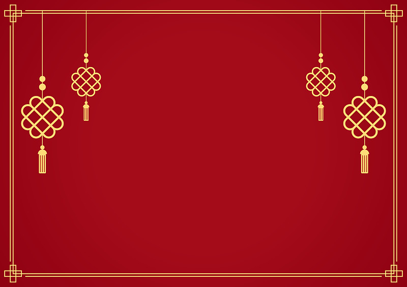 2023年春节快乐。中国新年旗帜与圈显示产品。贺卡。中国框架，红色背景灯笼。图片下载
