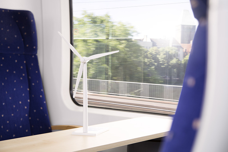 德国，勃兰登堡，列车风力发电机模型图片下载