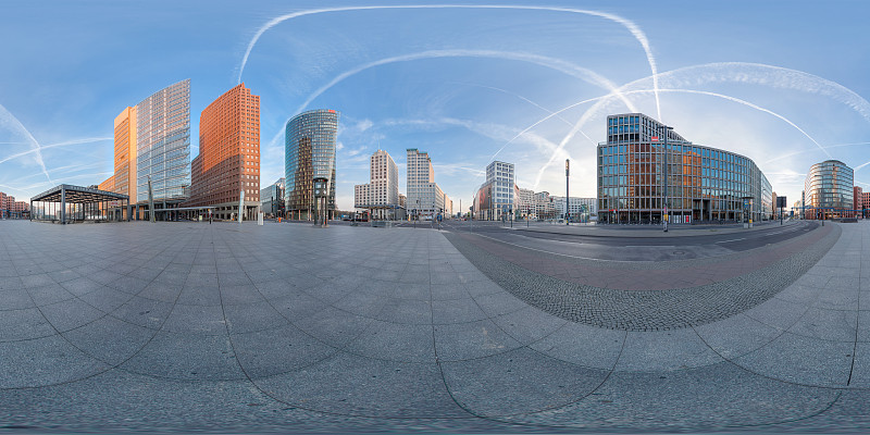 360°视图在波茨坦广场，柏林，德国图片下载