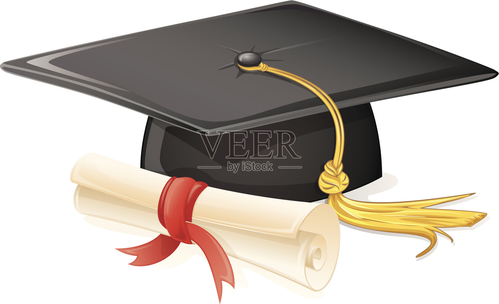 毕业帽及毕业证书插画图片素材