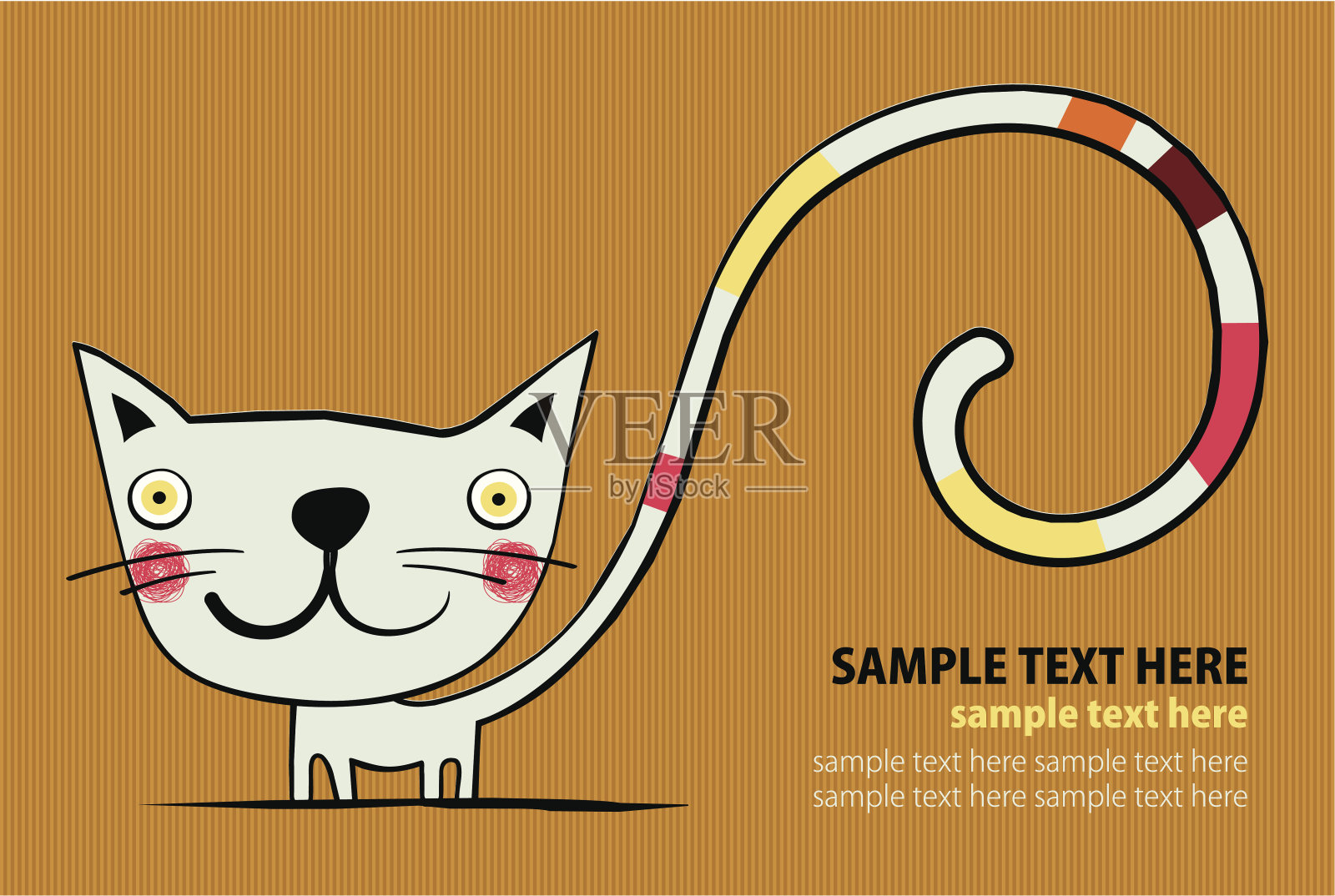彩色长尾猫插画图片素材