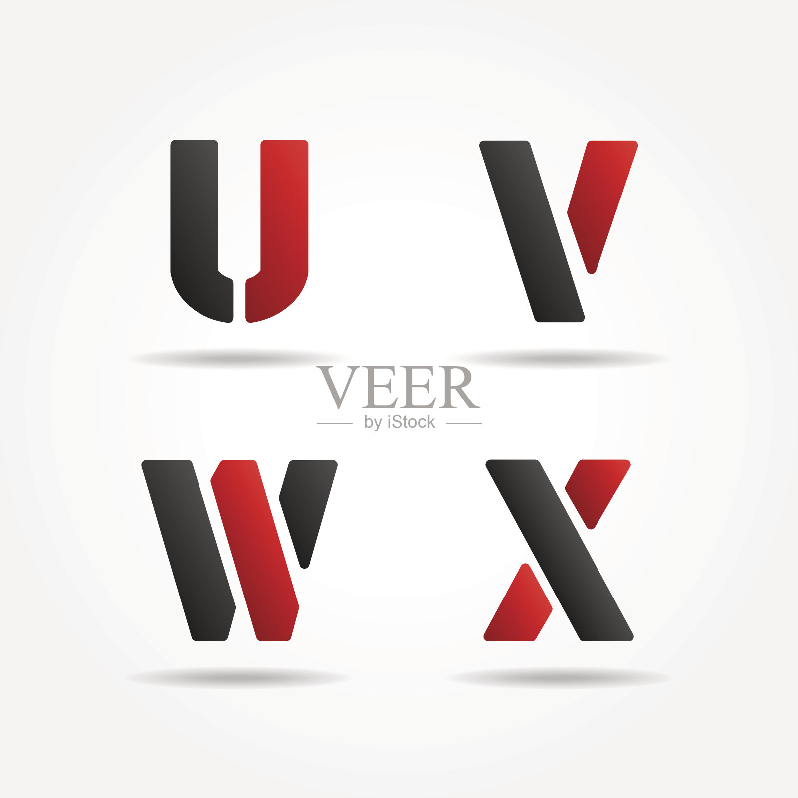 Uvwx红色模板字母插画图片素材