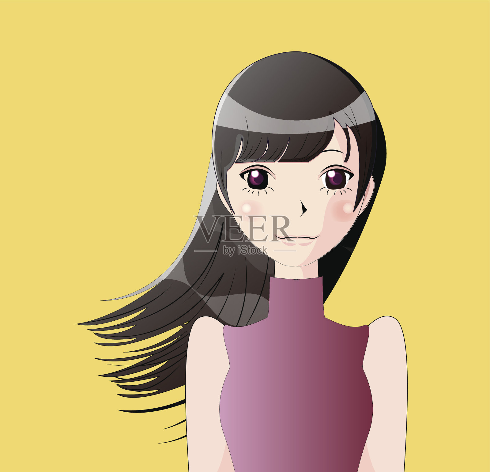 日本动漫Girl-blackhair插画图片素材