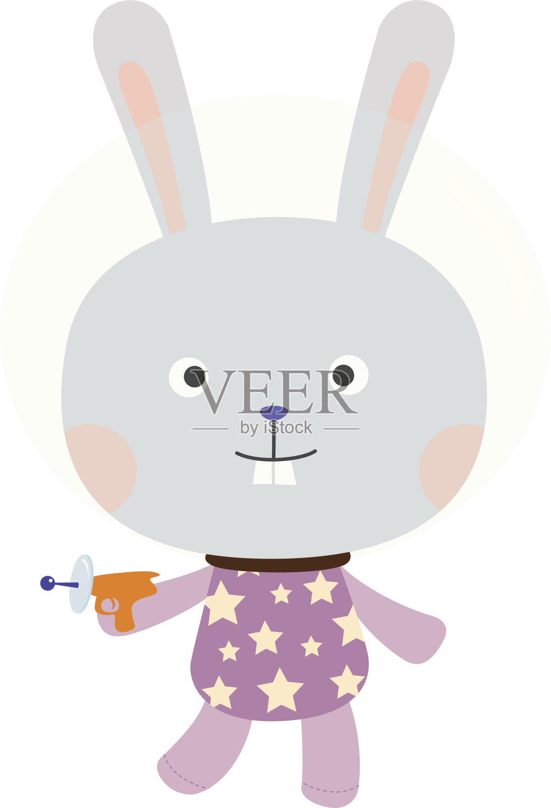 太空枪兔子插画图片素材