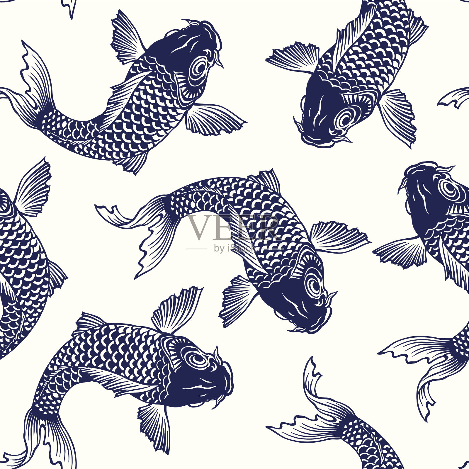 日本鲤鱼插画图片素材