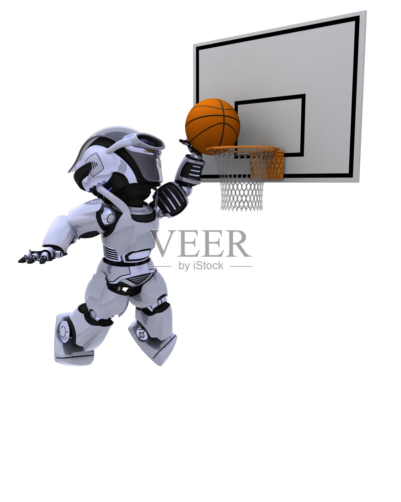 机器人打篮球插画图片素材
