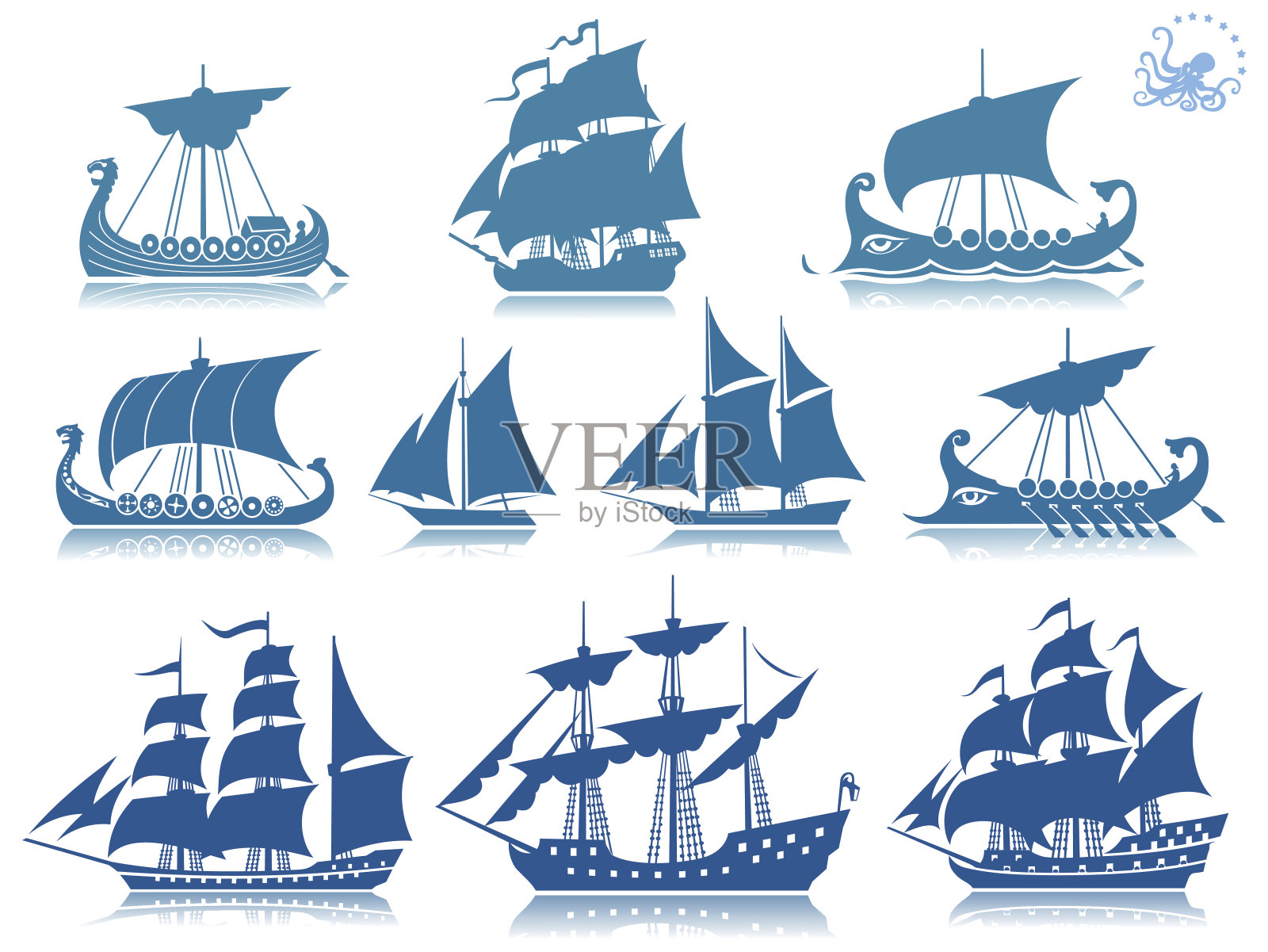 帆船Iconset插画图片素材
