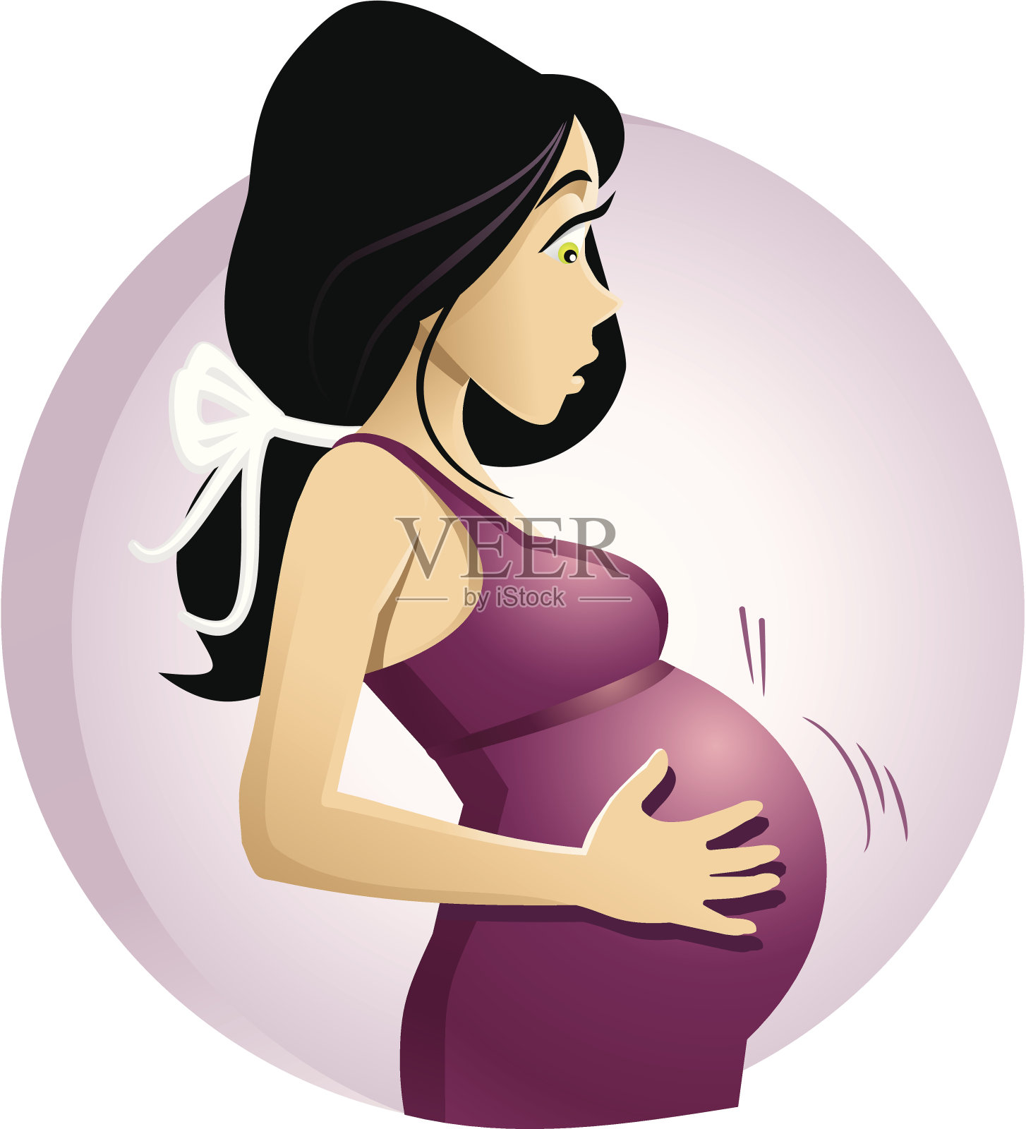 一个婴儿在一个深色皮肤的孕妇身上移动的插图设计元素图片