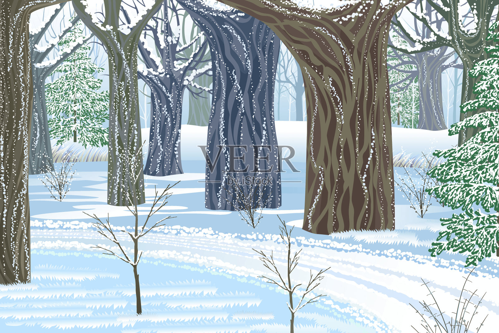 梦想冬天森林插画图片素材