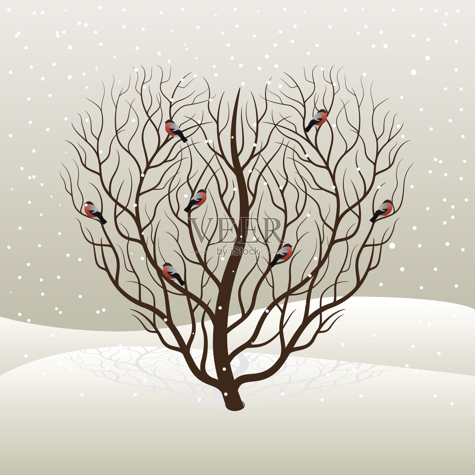 树和红腹灰雀设计元素图片