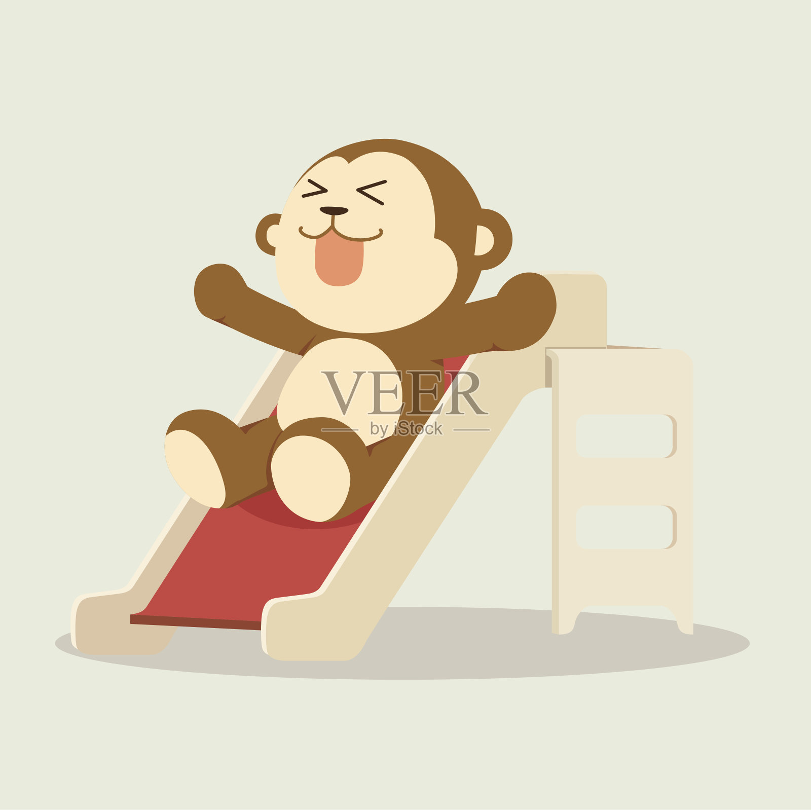 猴子玩滑梯插画图片素材