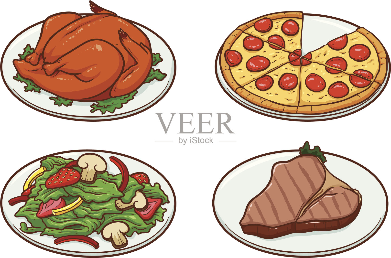 四个餐插画图片素材