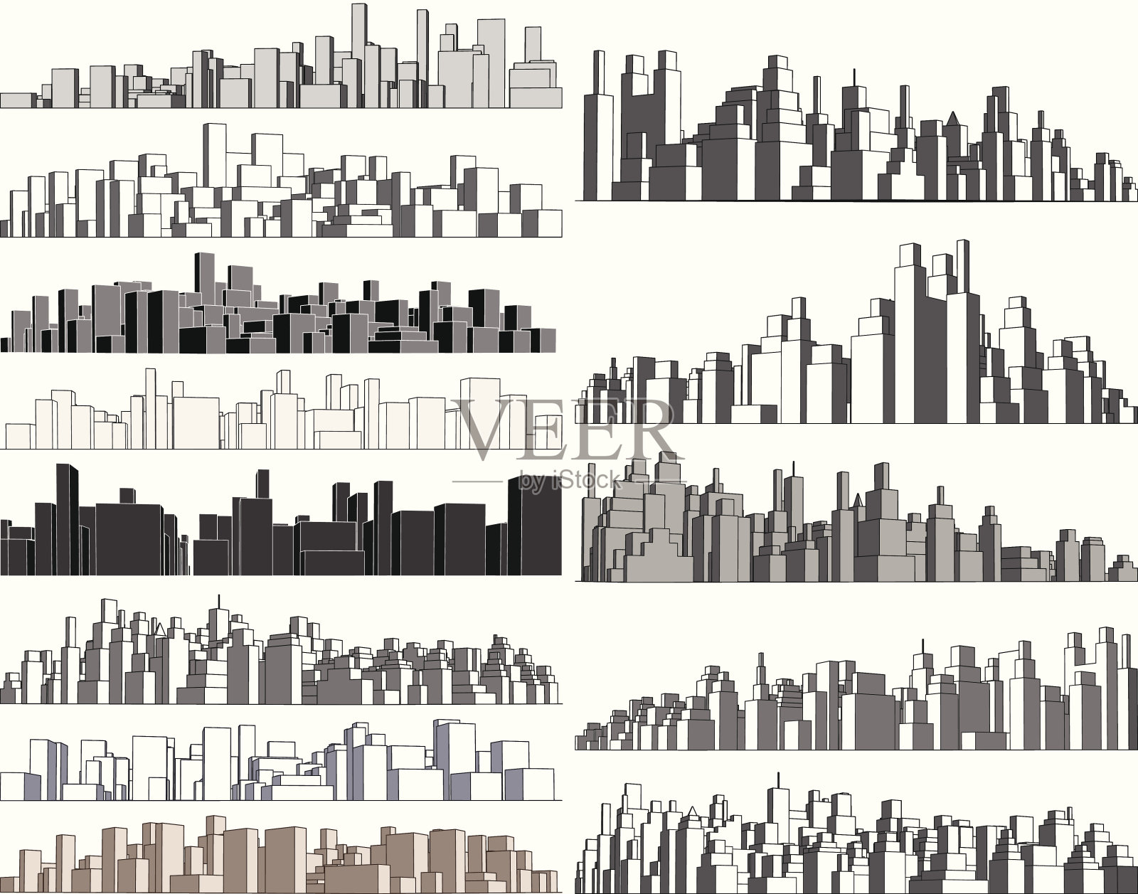 城市天际轮廓线插画图片素材
