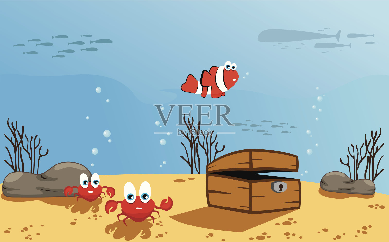 水下海洋生物插画图片素材