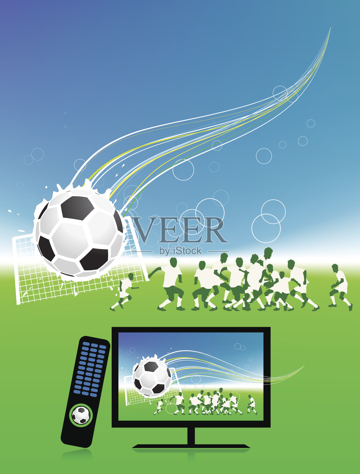 电视体育频道的足球赛插画图片素材