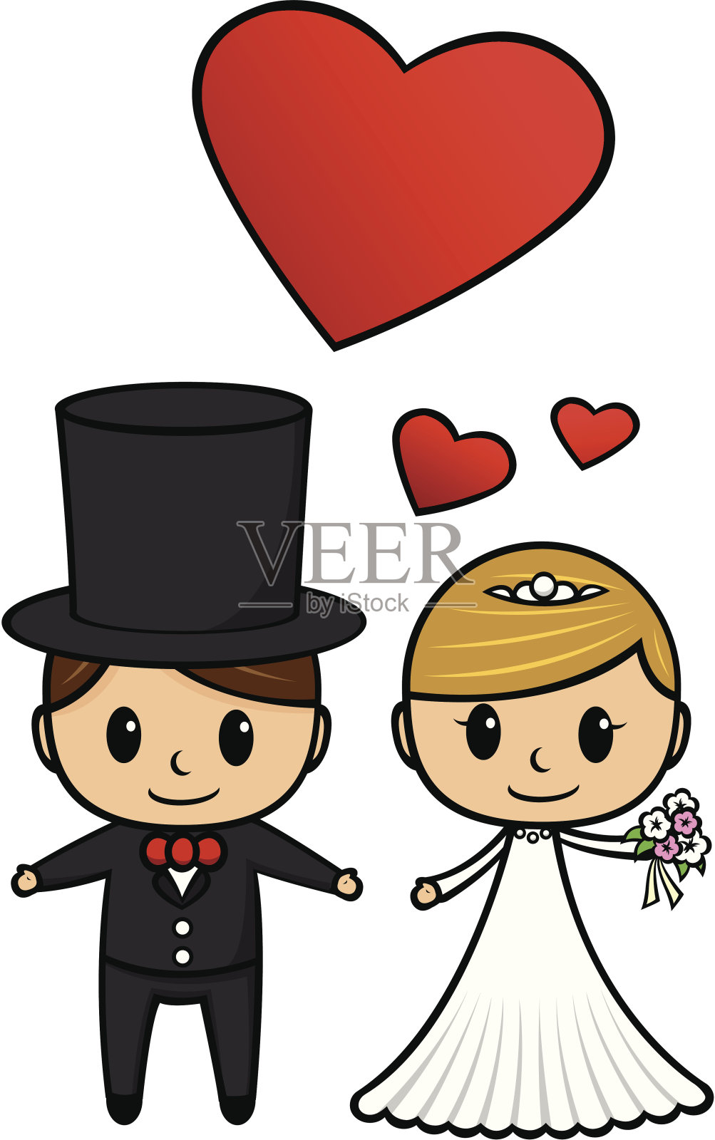卡通婚礼的夫妇设计元素图片