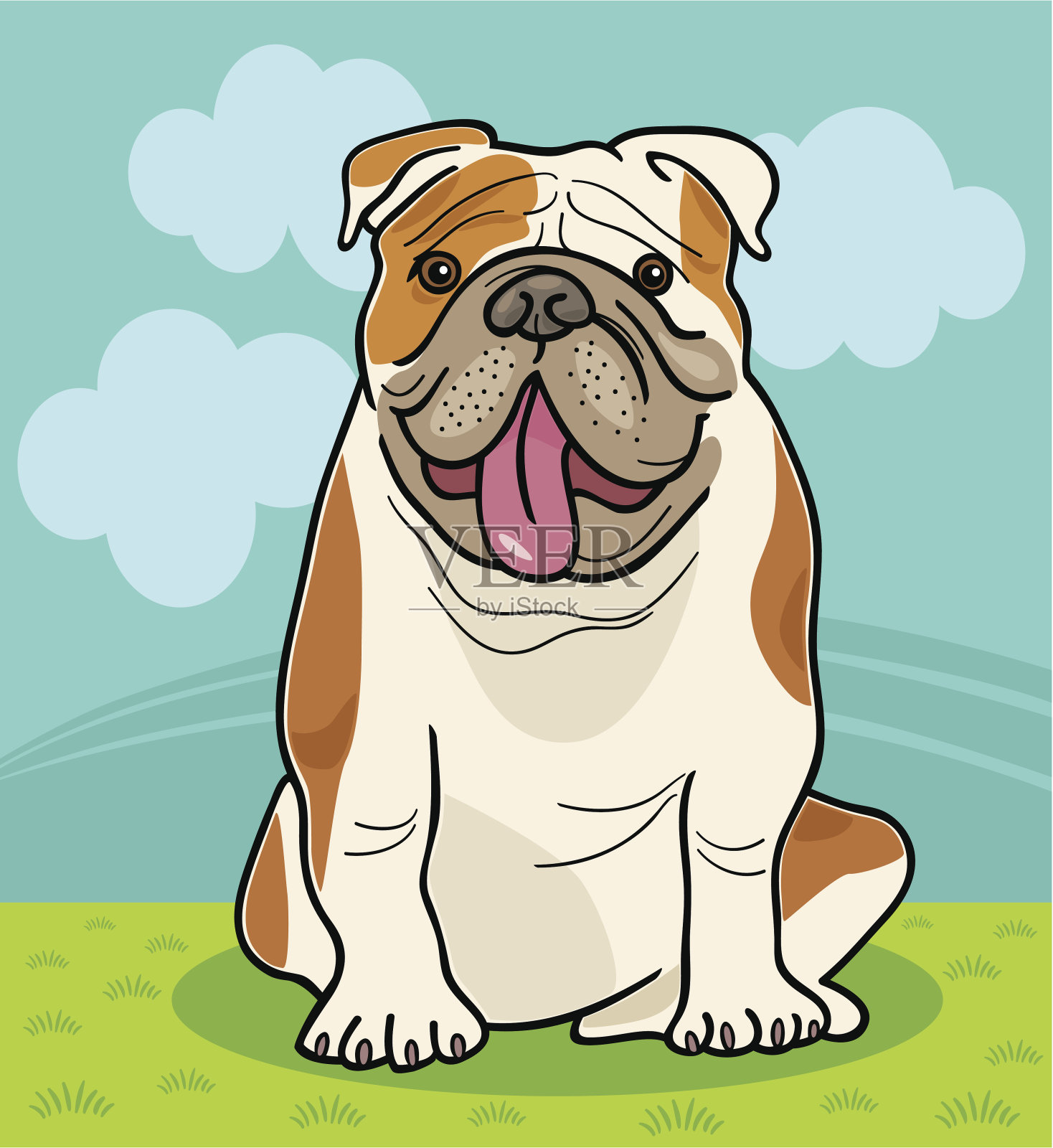 英国斗牛犬犬卡通插画插画图片素材