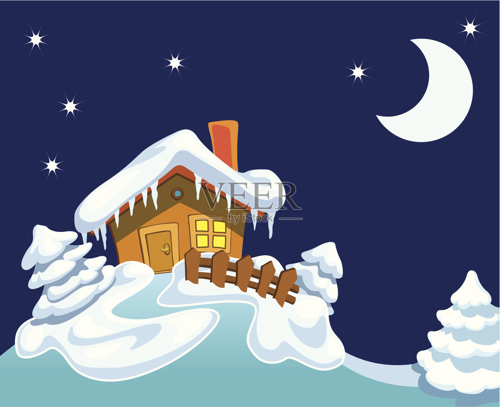 圣诞老人的小屋插画图片素材