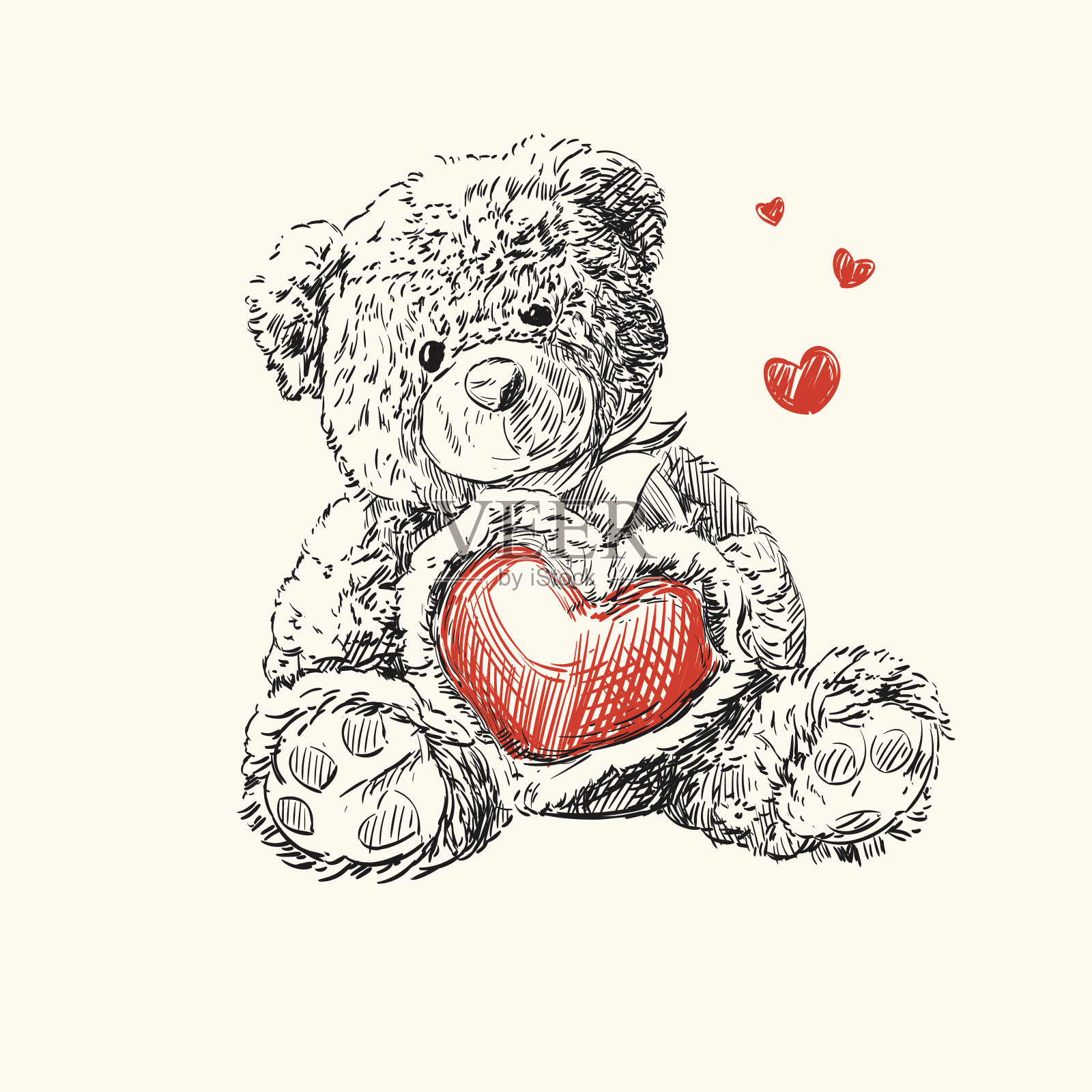 带着爱心的泰迪熊。设计元素图片