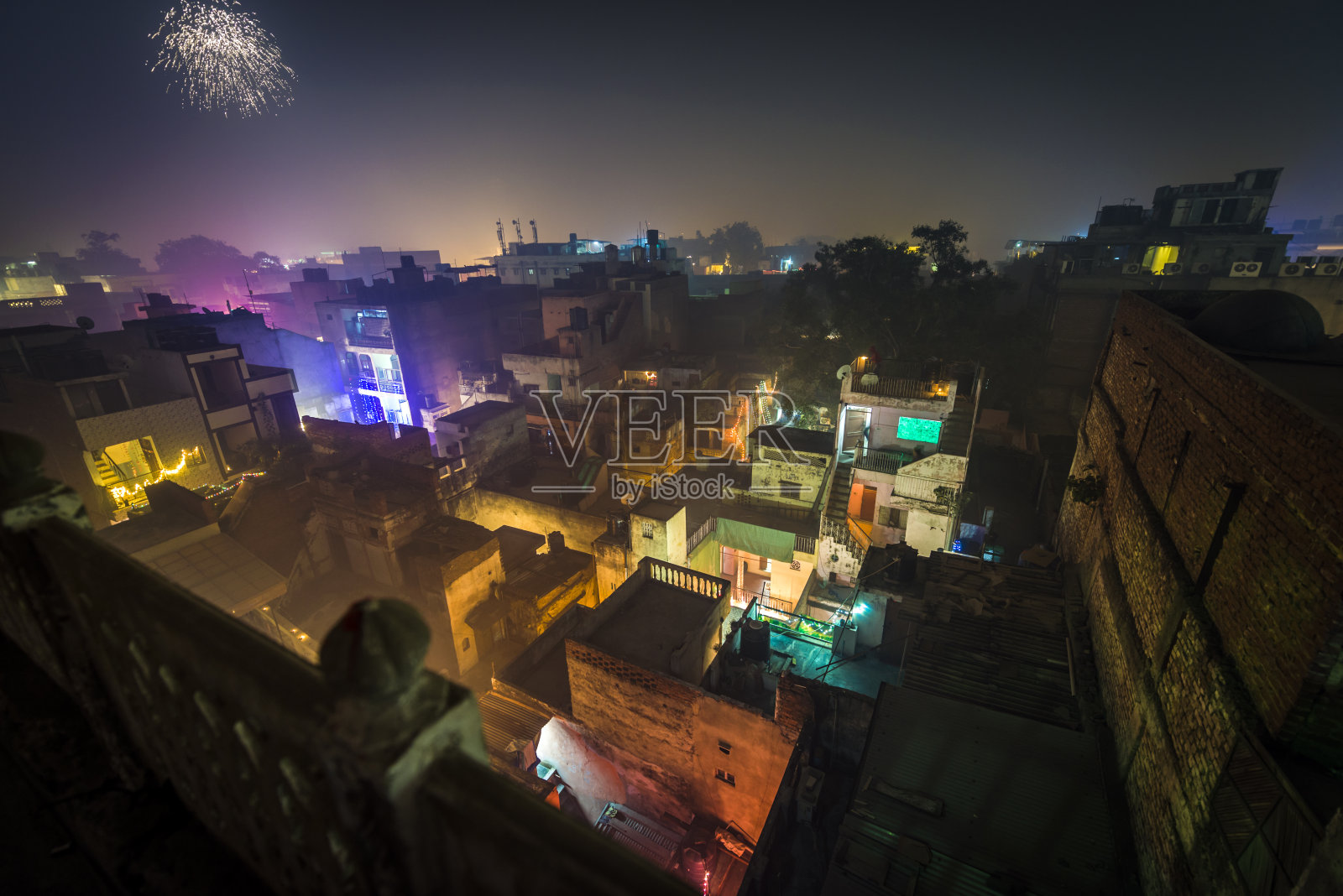 排灯节期间德里的城市景观照片摄影图片