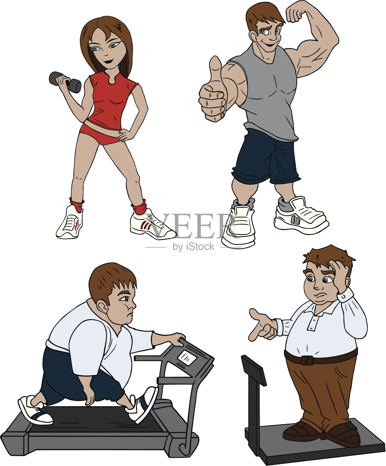 健身和锻炼字符集插画图片素材