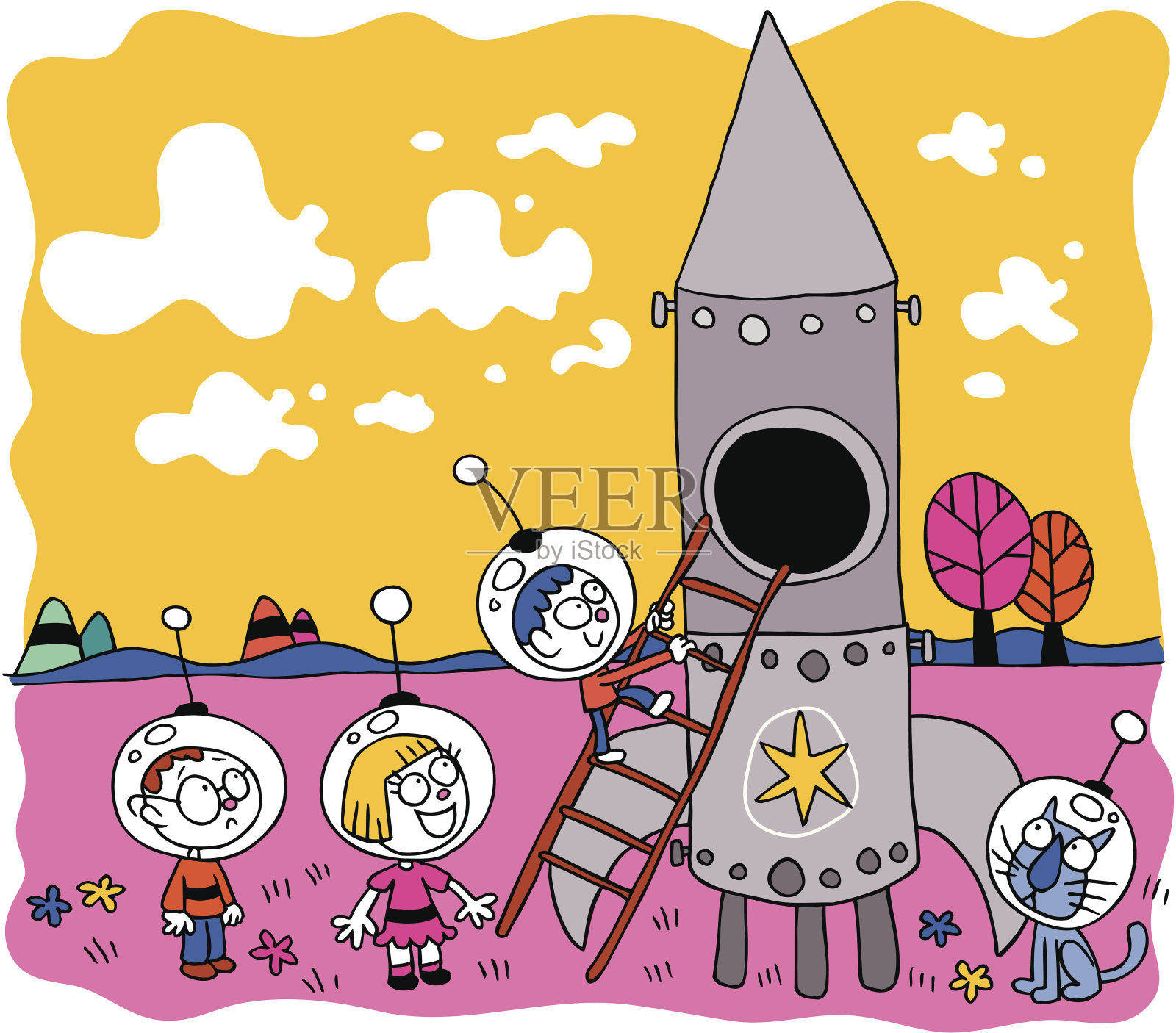 宇航员的孩子插画图片素材