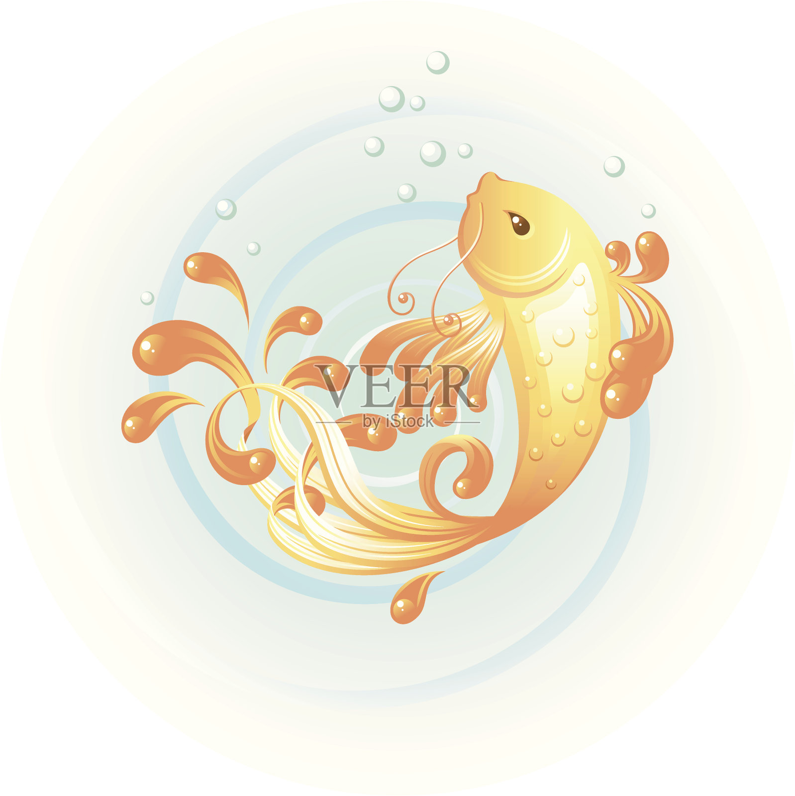 黄金japaneese鲤鱼设计元素图片
