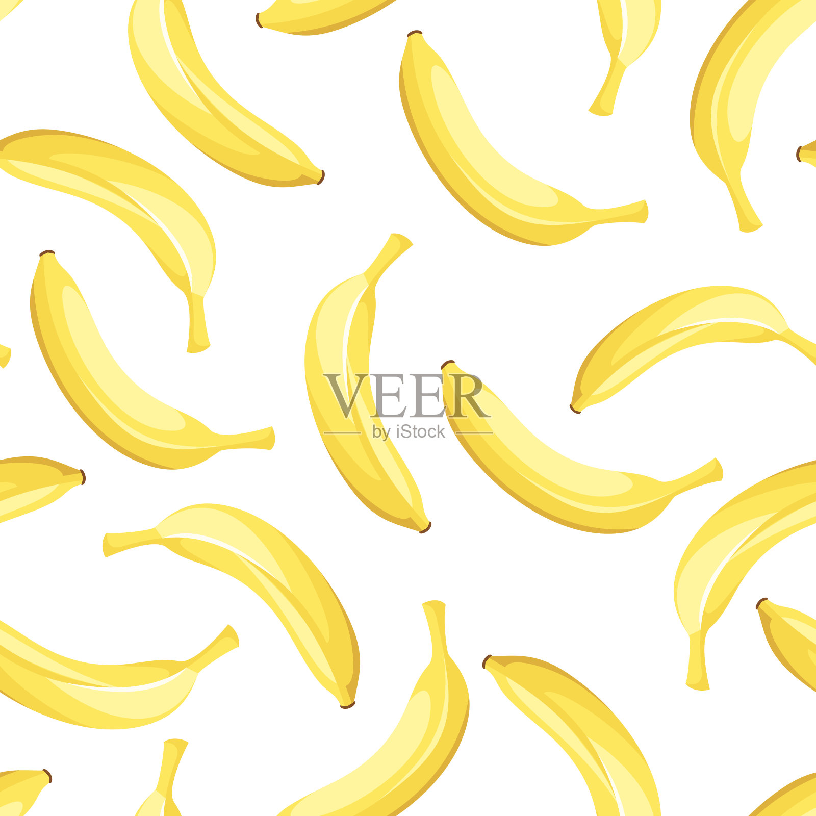 无缝背景与黄色香蕉。矢量插图。插画图片素材