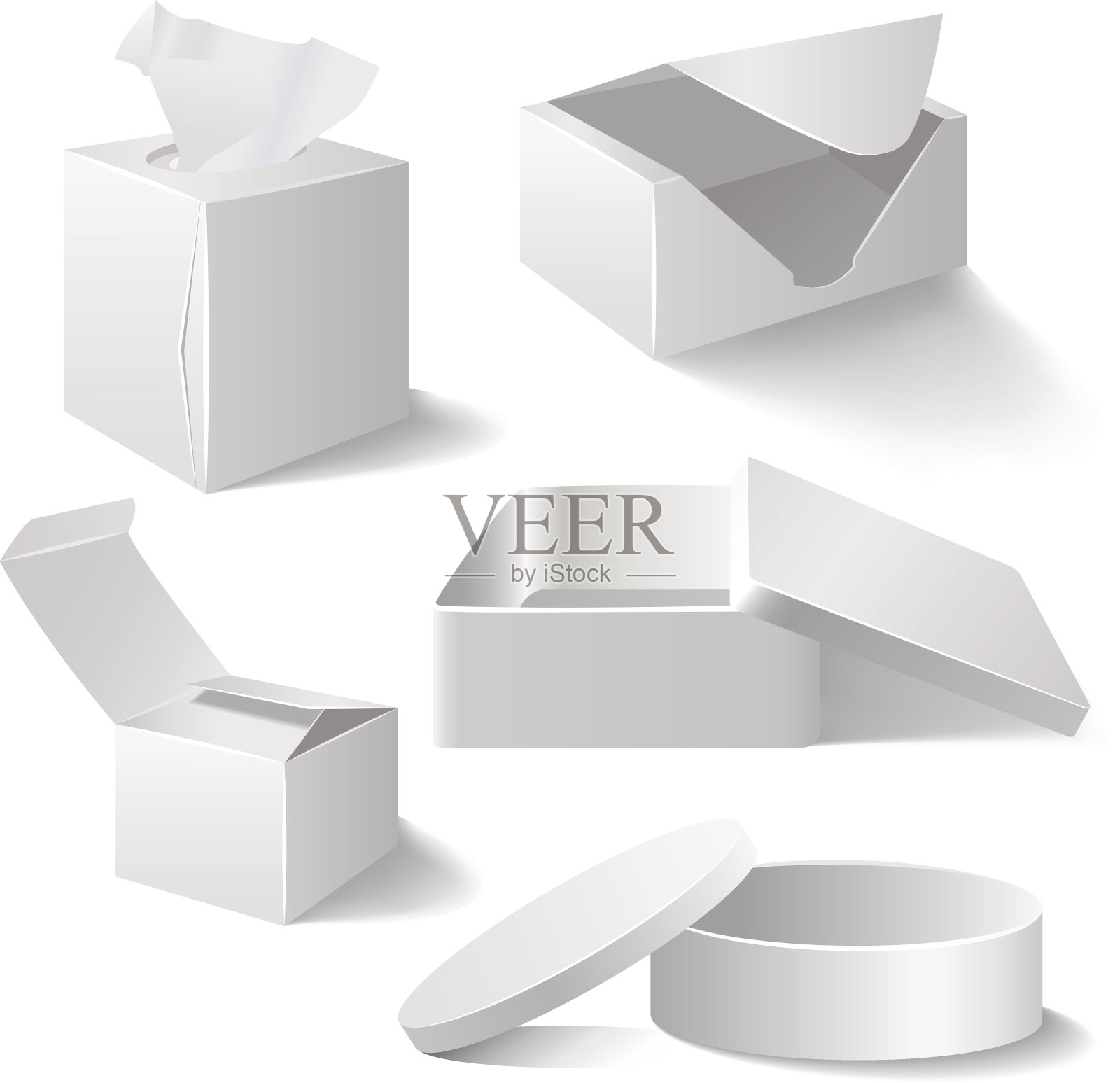 五个不同的向量白盒插画图片素材