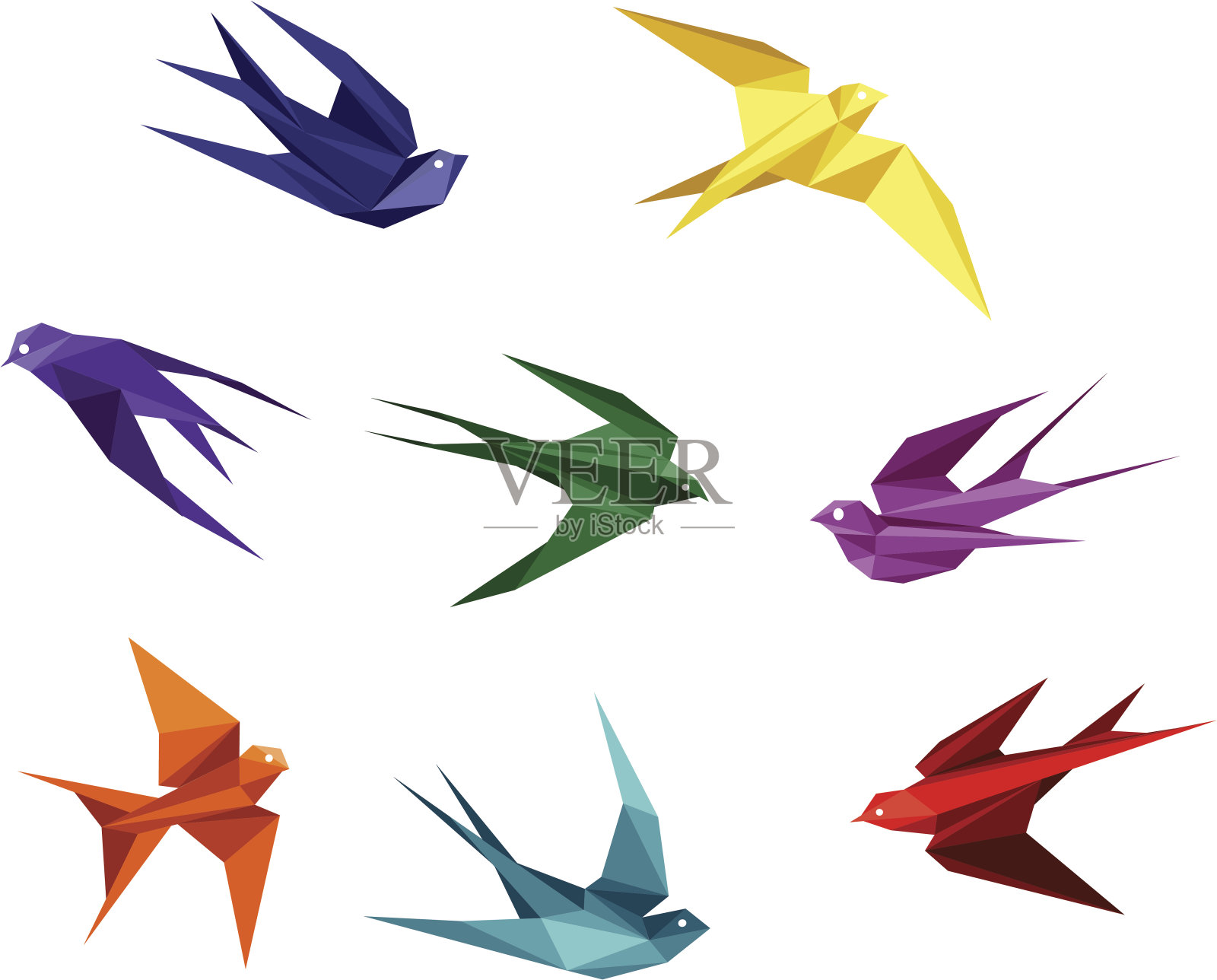 折纸风格的燕子插画图片素材