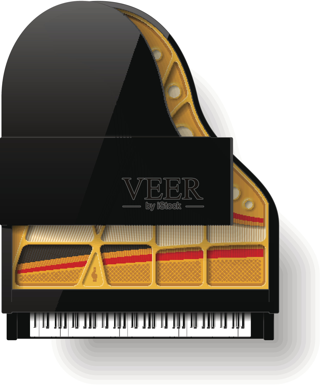 黑色三角钢琴与开放的顶部设计元素图片