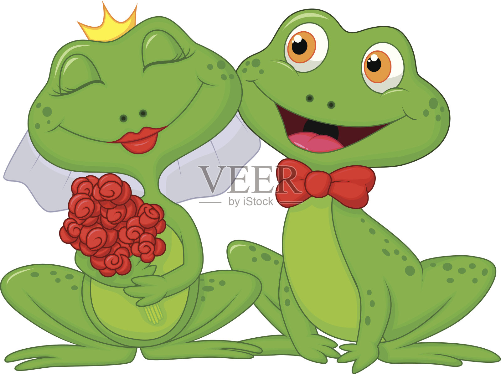 青蛙新娘和新郎卡通人物设计元素图片