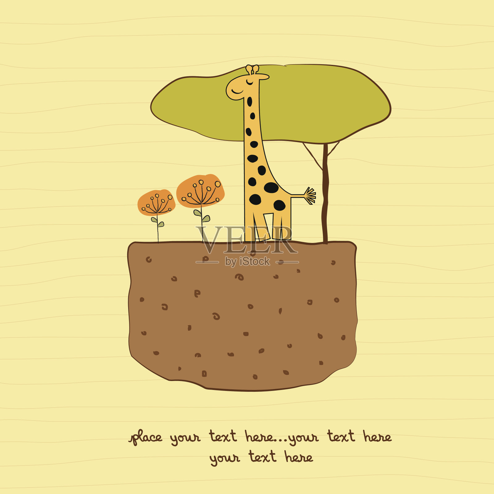一个小长颈鹿插画图片素材