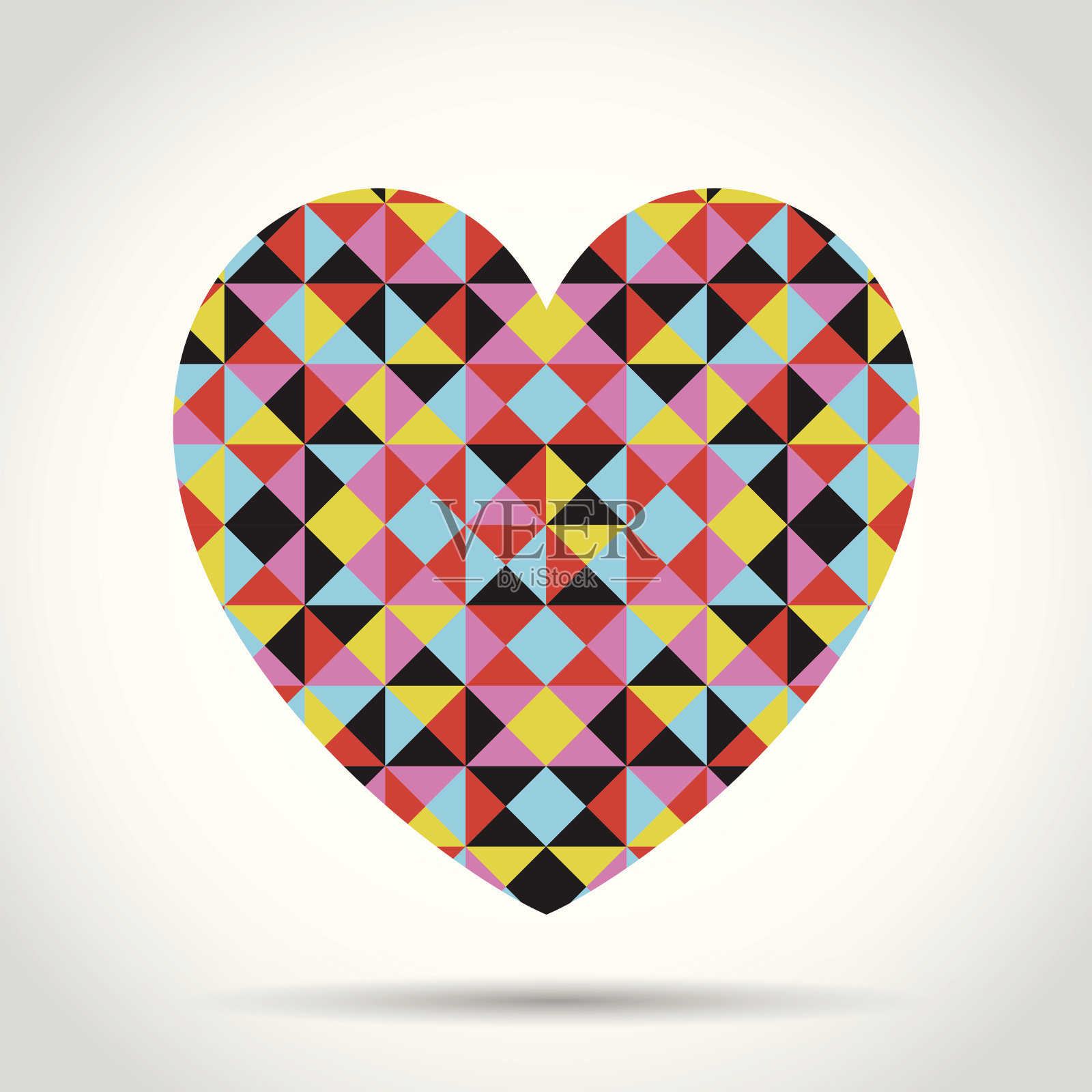 情人节抽象背景与几何图案的心插画图片素材