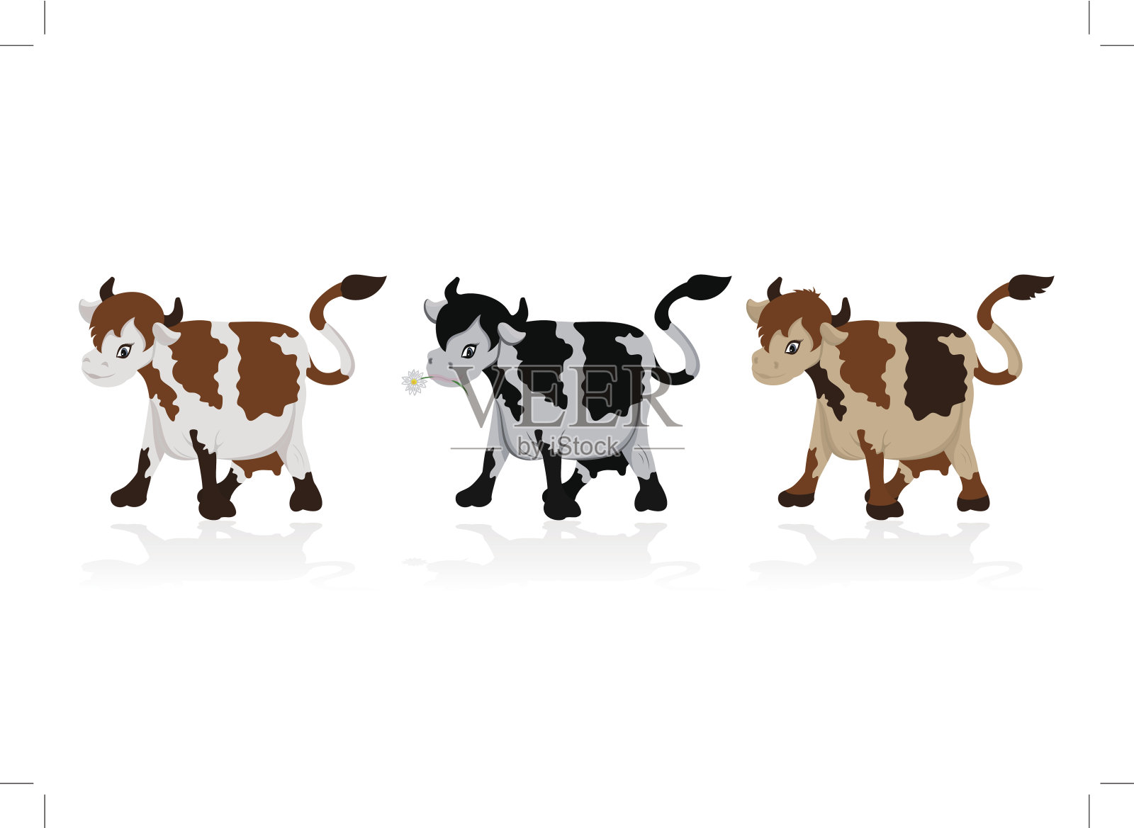 牛的抽象集合插画图片素材