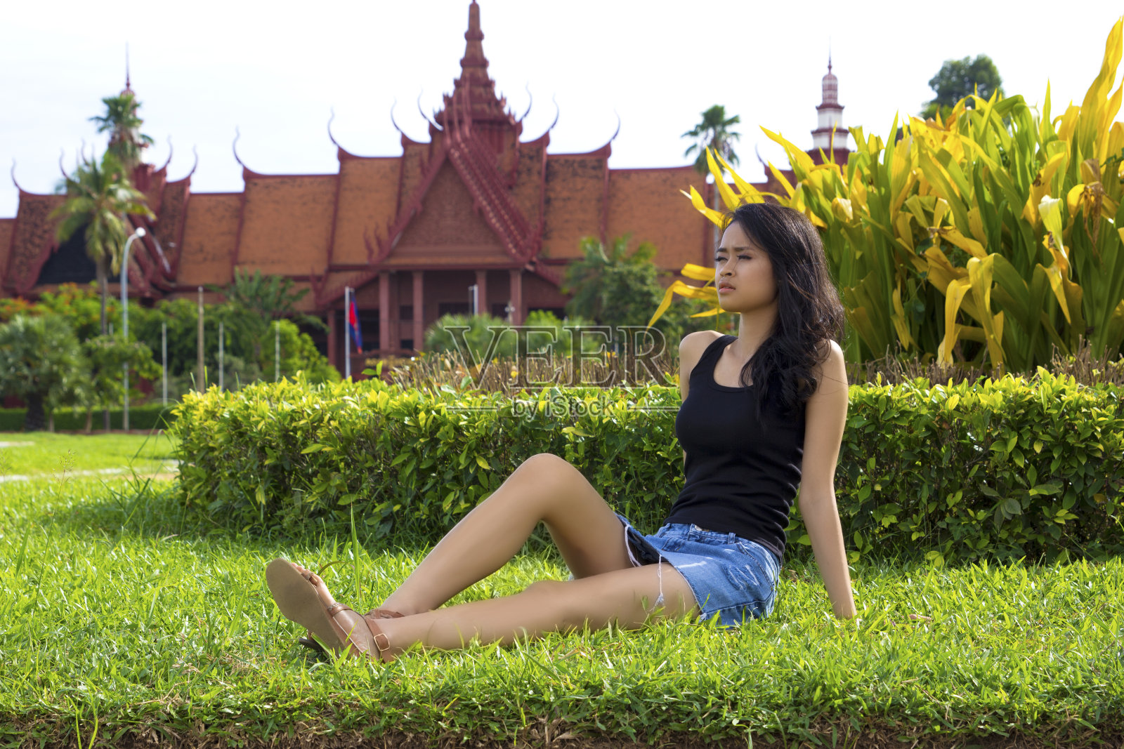 柬埔寨美女，国家博物馆照片摄影图片