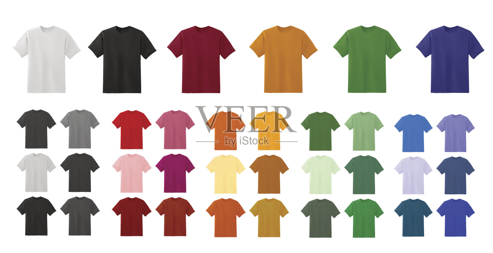 大t恤模板收集不同的颜色设计模板素材