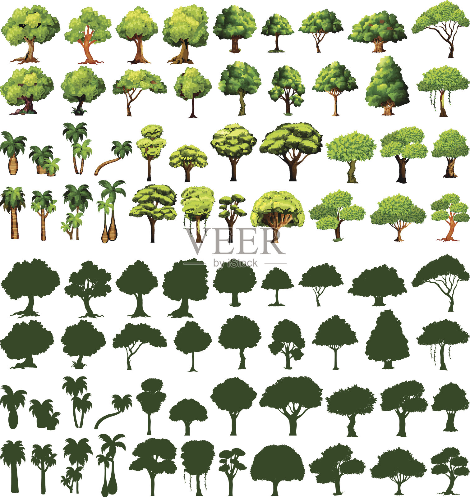Silhoutte的树木设计元素图片