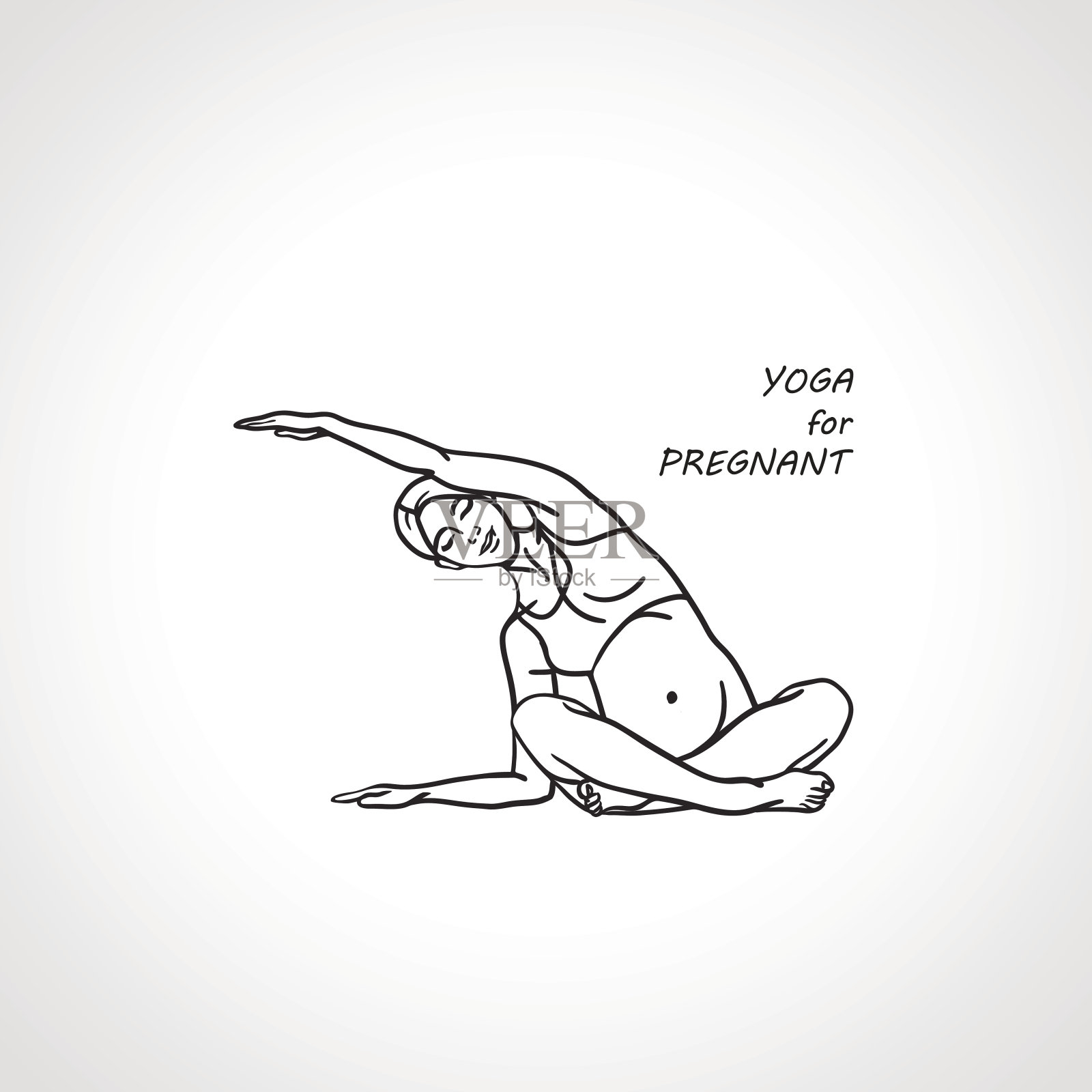 孕妇瑜伽。插画图片素材