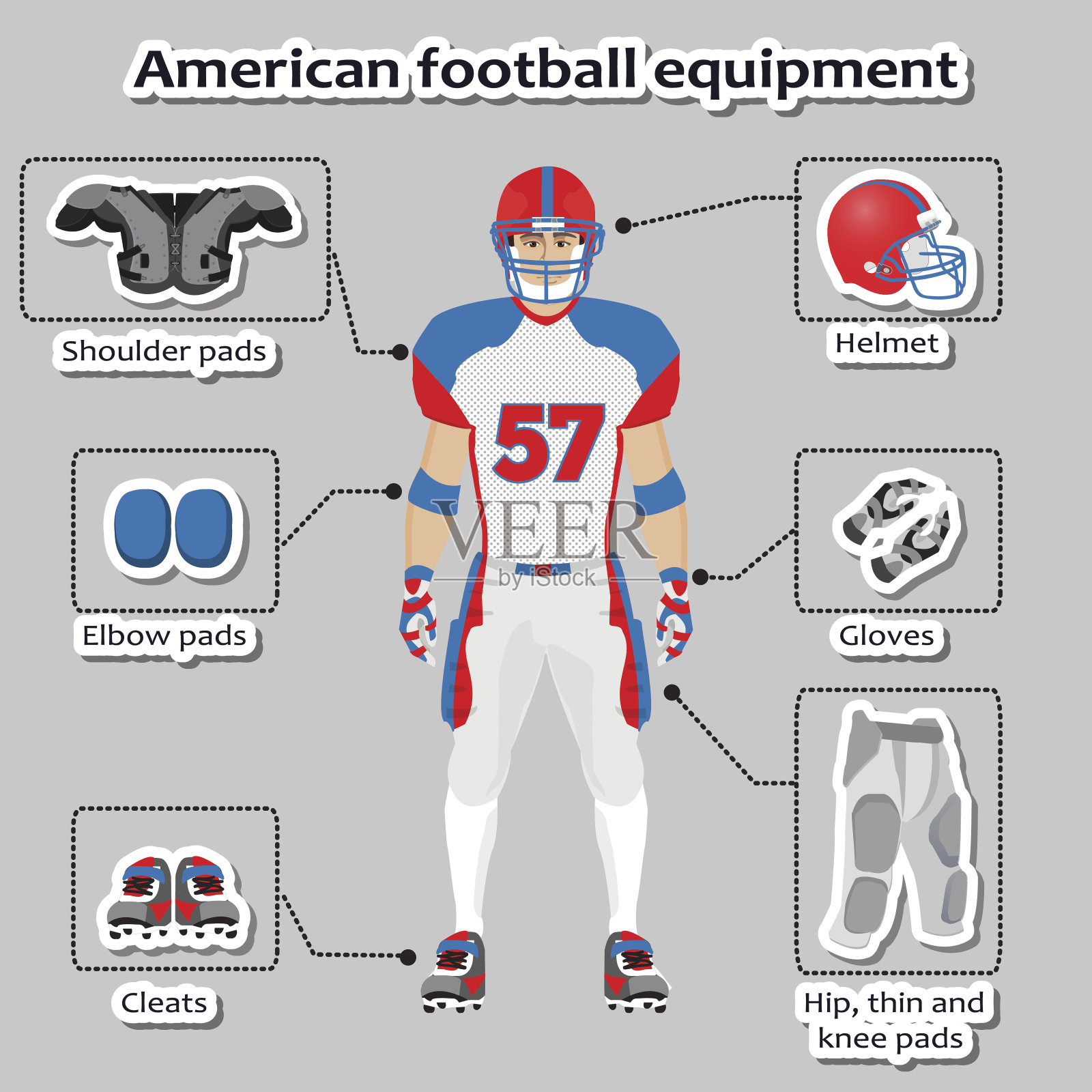 美式足球运动员装备插画图片素材